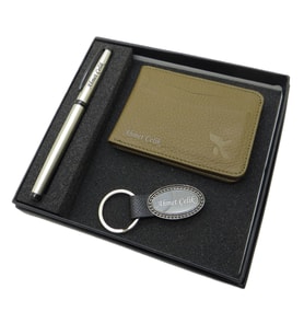 Signator D360 İsme Özel Set - Deri Kartlık + Anahtarlık  + Kalem Seti  İsme Özel Hediyelik Set (Karışık)