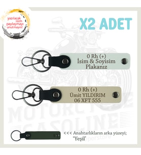 Motosiklet Acil Durum Anahtarlığı Hediye, İsim Plaka ve 0 Rh (+) Kan Grubu Yazılı, Beyaz-S Kahve-Ysl