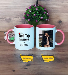 Acil Tıp Teknisyeni Kupa Bardak Pembe Fotoğraflı Tıp Bayramı Hediyesi