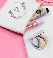 Kişiye Özel Baskılı Ham Bez El Çantası & Desenli Ayna & Eyüp Sabri Tuncer El Kremi & Pastel Dudak Dolgunlaştırıcı Gloss Hediye Seti