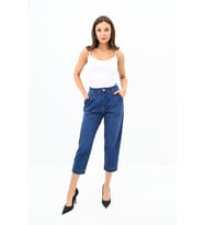 Kadın Mom Kalıp Kot Pantolon 4411-24 (Mavi)