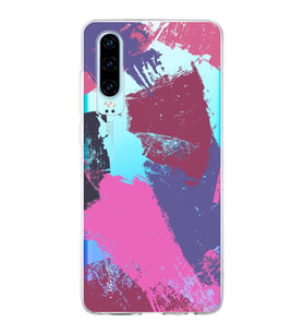 Huawei P30 Uyumlu Kapak Brush Stroke Tasarımlı Şeffaf Silikon Kılıf