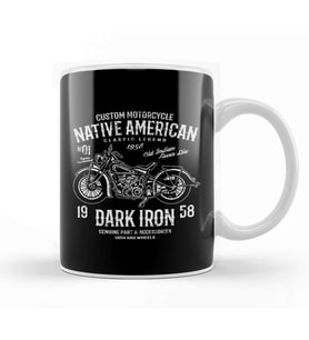 Custom Motorcycle Native American Dark Iron Kupa Bardak Porselen