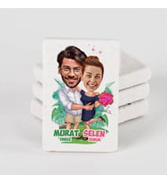 Kişiye Özel Egzotik Sevgililer Karikatürlü Taş Buzdolabı Magneti