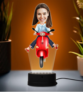 Doğum Günü Hediyesi,Sevgiliye Hediye, Kişiye Özel Fotoğraflı Motorcu 3 Karikatür 3D Led Lamba (Beyaz)