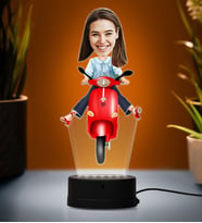 Doğum Günü Hediyesi,Sevgiliye Hediye, Kişiye Özel Fotoğraflı Motorcu 3 Karikatür 3D Led Lamba (Beyaz)