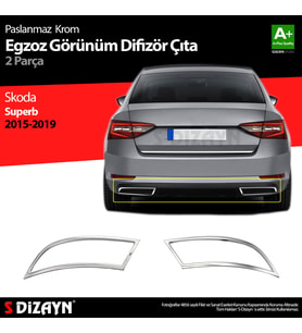 Skoda Superb Krom Egzoz Çıkışı 2 Parça 2015-2019