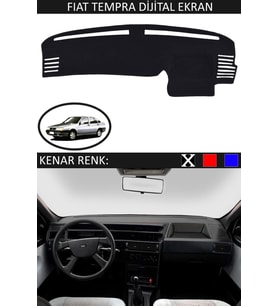 Fiat Tempra Dijital Ekran Için Uygun Torpido Koruma Halısı Siyah Kenar Renk Siyah