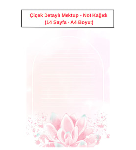 Çiçek Detaylı Mektup Not Kağıdı  (14 Sayfa A4 Boyut)