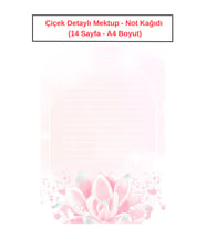 Çiçek Detaylı Mektup Not Kağıdı  (14 Sayfa A4 Boyut)