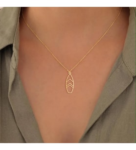 Kişiye Özel 925 Ayar Gümüş Minimal Sörf Tahtası Kolye (Gold)