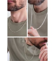 4mm Figaro Zincir 925 Ayar Erkek Gümüş Kolye Sevgiliye • Eşe • Babaya Hediye