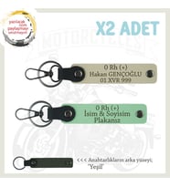Çok Sevdiğine Özel İsim Plaka, 0 Rh + Kan Grubu Yazılı Kişisel x2 Anahtarlık Set, Yeşil-S Kahve-Ysl (Çok Renkli)