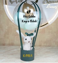Yeşil Gold Konsept Yenidoğan Bebek Hediyesi Peluş Tavşan