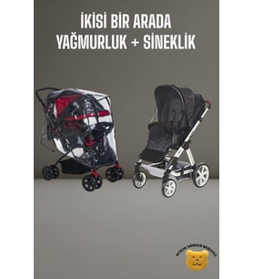 Tois Baby Lastikli Bebek Arabası Yağmurluk + Puset Sineliği (Siyah)