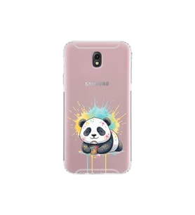Samsung Galaxy J7 Pro ile Uyumlu Splash Panda Tasarımlı Şeffaf Silikon Kılıf