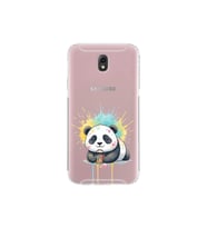 Samsung Galaxy J7 Pro ile Uyumlu Splash Panda Tasarımlı Şeffaf Silikon Kılıf