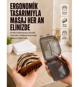 Masaj Fırçası Ahşap Desenli Yumuşak Kıllı Vücut Temizleme ve Banyo Fırçası
