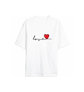 14 Şubat Tişört Sevgililer Günü İçin Özel Tasarım Love Baskılı T-shirt - Beyaz