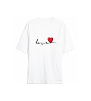 14 Şubat Tişört Sevgililer Günü İçin Özel Tasarım Love Baskılı T-shirt - Beyaz