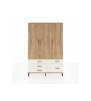 Arges Dolap 5 Raflı 5 Çekmeceli Tek Askılı 132x30x195 Çam-Çam/Aytaşı