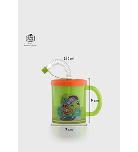 Renga Ruby Tavşan Desenli 210 ml Pipetli Kulplu PP Bebek Bardağı 142026 Pembe-Mor (Yeşil)