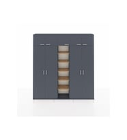 Arges Dolap 12 Raflı 9 Kapaklı 2 Askılı 220x30x243 Antrasit-Antrasit/Çam
