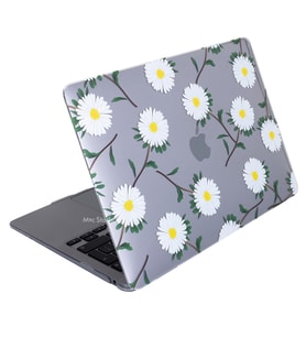 McStorey Macbook Air M1 ile Uyumlu Kılıf HardCase A1932 A2179 A2337 Flower01NL (Sarı-Yeşil)