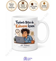 Evden Çalışma Temalı Komik Baskılı Kupa Bardak Home Office Hediye