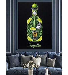 Tequila İçeceği Kaktüs Yeşil Dekoratif Kanvas - Mdf Ahşap Tablo