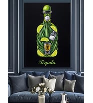 Tequila İçeceği Kaktüs Yeşil Dekoratif Kanvas - Mdf Ahşap Tablo