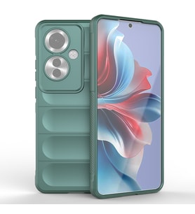 Lexroo Oppo Reno 11F 5G Kılıf Esnek TPU Oyuklu Arka Yüzey Tasarımlı Etnik Silikon Kılıf - Koyu Yeşil