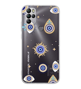 PrintiFy GM 21 Pro New Edition ile Uyumlu 1mm Slim Fit Nazar Boncuğu 5 Baskılı Silikon Şeffaf Kılıf