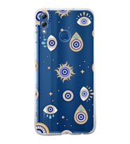 PrintiFy Huawei Honor 8X ile Uyumlu 1mm Slim Fit Nazar Boncuğu 5 Baskılı Şeffaf  Kılıf