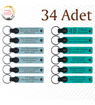 G Mavi & K Turkuaz, Türkçe Öğretmeninden Sınıfına Hatıra, 34’lü Set, Kişisel Mesajlı Anahtarlık