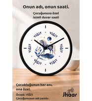 İsme Özel Tek Boynuzlu At Çocuk Odası Duvar Saati Orta Boy 30 cm Siyah Camlı Sessiz