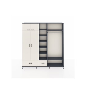 Arges Gardrop 12 Raflı 2 Çekmeceli 2 Askılı 220x30x243 Antrasit-Aytaşı