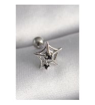 316L Çelik Gümüş Renk Siyah Zirkon Taş Detay Örümcek Ağ Model Tragus Piercing - TJ-PR1293 TG-V 7584