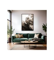 Atatürk Portresi Ev Ofis Tablosu Metal Çerçeveli Cam Atatürk Tablosu Ofis Hediyesi (Siyah)