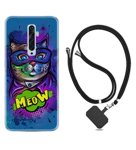 Oppo Reno 2Z 4 Lite 4 Pro 5 6 7 A31 Kılıf Boyun Askılı Silikon Super Meow 1715