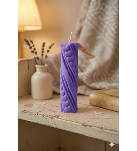 Ritmik Kalpler Mum - Mumelia Candles Doğal Soya, El Yapımı, Dekoratif - Mor