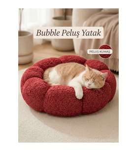 Renkli Pelüş Yatak, Konforlu ve Yumuşak Kedi Köpek Uyku Yatağı