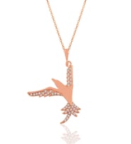 Söğütlü Silver Gümüş rose zirkon taşlı kırlangıç kolye