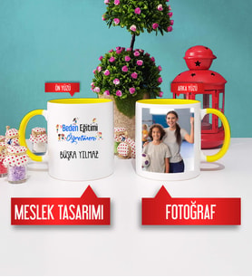 Beden Eğitimi Öğretmenine Hediye Beden Eğitimi Öğretmeni Kupa Bardak Sarı Fotoğraflı