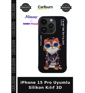 iPhone 15 Pro Uyumlu Silikon Kılıf 3D Nakışlı Model Yumuşak Yüzey Esnek Kapak