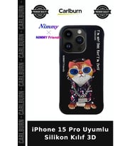 iPhone 15 Pro Uyumlu Silikon Kılıf 3D Nakışlı Model Yumuşak Yüzey Esnek Kapak