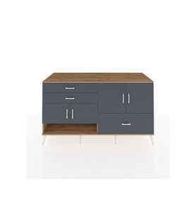 Kronos Konsol 3 Raflı 3 Çekmeceli 4 Kapaklı 176x59x99 Çam-Antrasit