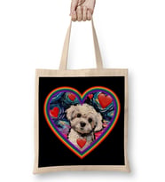 Maltipoo in A Rainbow Heart Bez Çanta Uzun Saplı