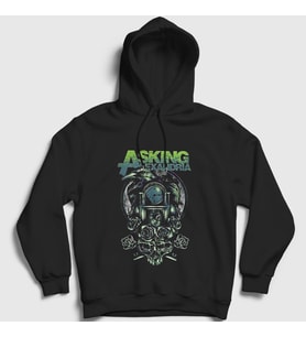 Presmono Unisex Siyah Crow Asking Alexandria Kapüşonlu Sweatshirt 377700tt