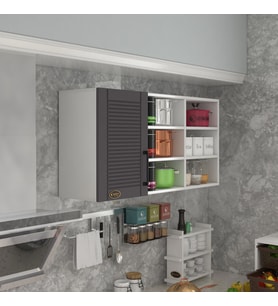 Kenzlife hazır mutfak dolabı pancar90 gri mod2 90*120*32 mebran kapak suntalam gövde